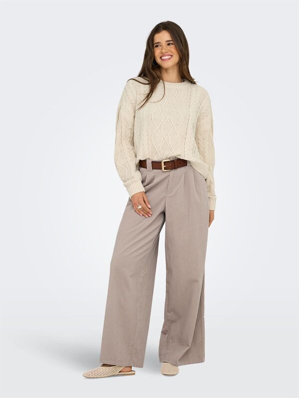 ONLSVEA-NESSA MW CORD WIDE PANT CC TLR Kadın Kahverengi Pantolon - 15351309