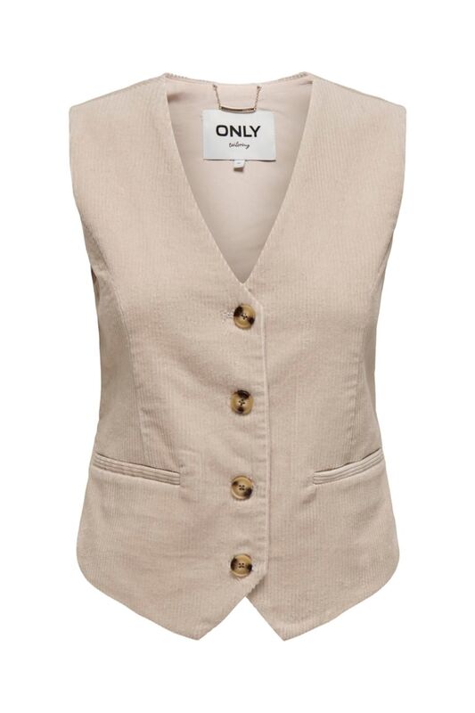 Only - ONLTIGGY S/L FIT CORD VEST TLR Kadın Bej Yelek - 15331546