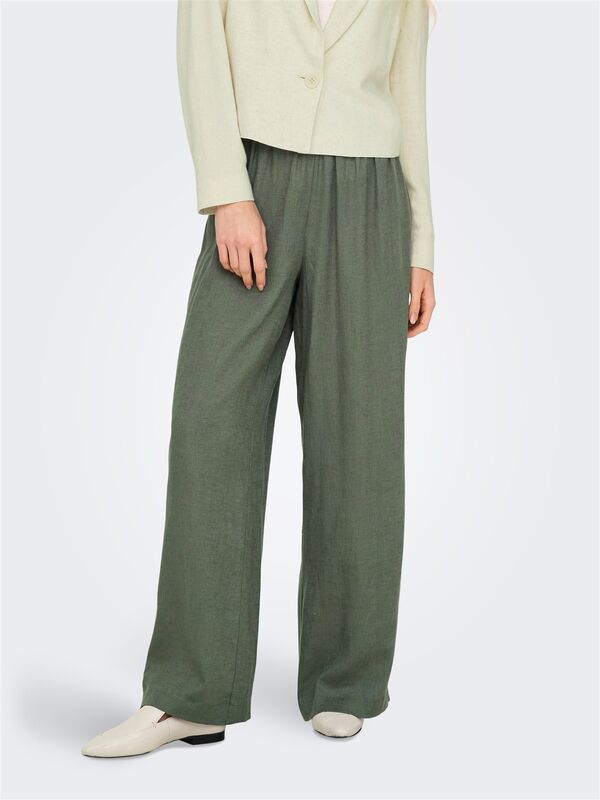 ONLTOKYO HW LINEN BLEND PANT PNT NOOS Kadın Yeşil Pantolon - 15259590