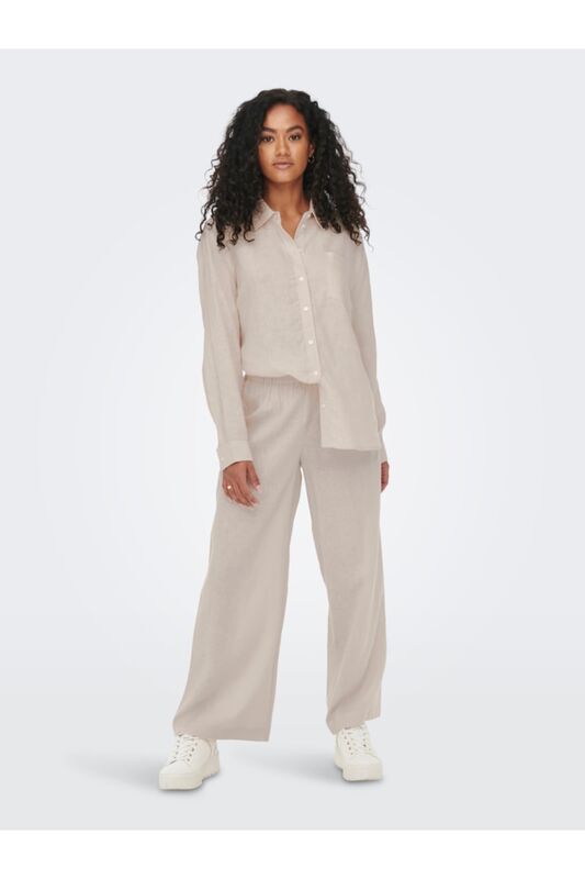 ONLTOKYO HW LINEN BLEND ST PANT PNT NOOS Kadın Bej Pantolon - 15259590