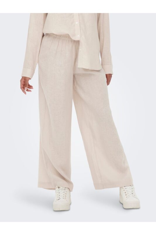 ONLTOKYO HW LINEN BLEND ST PANT PNT NOOS Kadın Bej Pantolon - 15259590