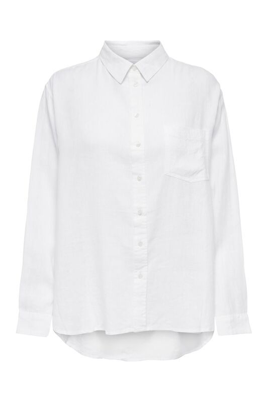 Only - ONLTOKYO L/S LINEN BLEND SHIRT PNT NOOS Kadın Beyaz UK Gömlek - 15259585