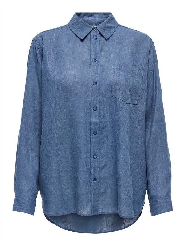 ONLTOKYO L/S LIN BL SHIRT PNT NOOS Kadın Mavi UK Gömlek - 15259585