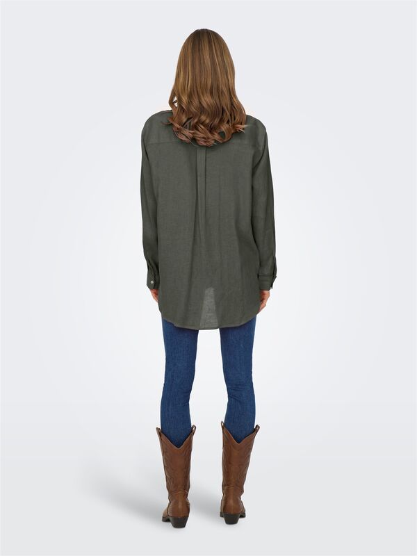 ONLTOKYO L/S LIN BL SHIRT PNT NOOS Kadın Yeşil UK Gömlek - 15259585
