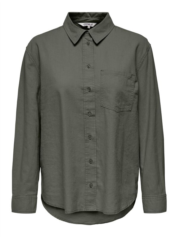 ONLTOKYO L/S LIN BL SHIRT PNT NOOS Kadın Yeşil UK Gömlek - 15259585