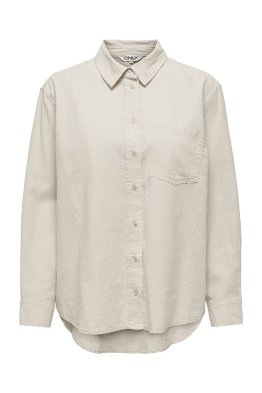 ONLTOKYO L/S LINEN BLEND SHIRT PNT NOOS Kadın Bej UK Gömlek - 15259585