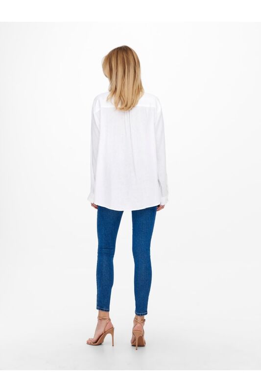 ONLTOKYO L/S LINEN BLEND SHIRT PNT NOOS Kadın Beyaz UK Gömlek - 15259585