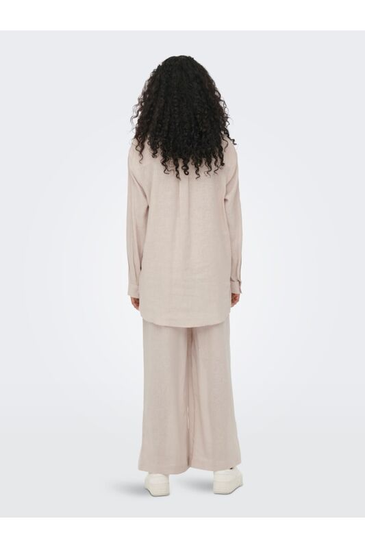 ONLTOKYO L/S LINEN BLEND SHIRT PNT NOOS Kadın Bej UK Gömlek - 15259585