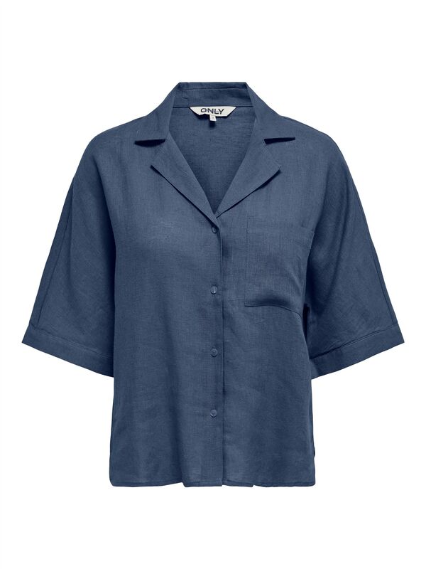 ONLTOKYO SS LINEN BL SHIRT PNT NOOS Kadın Mavi T-Shirt - 15314215