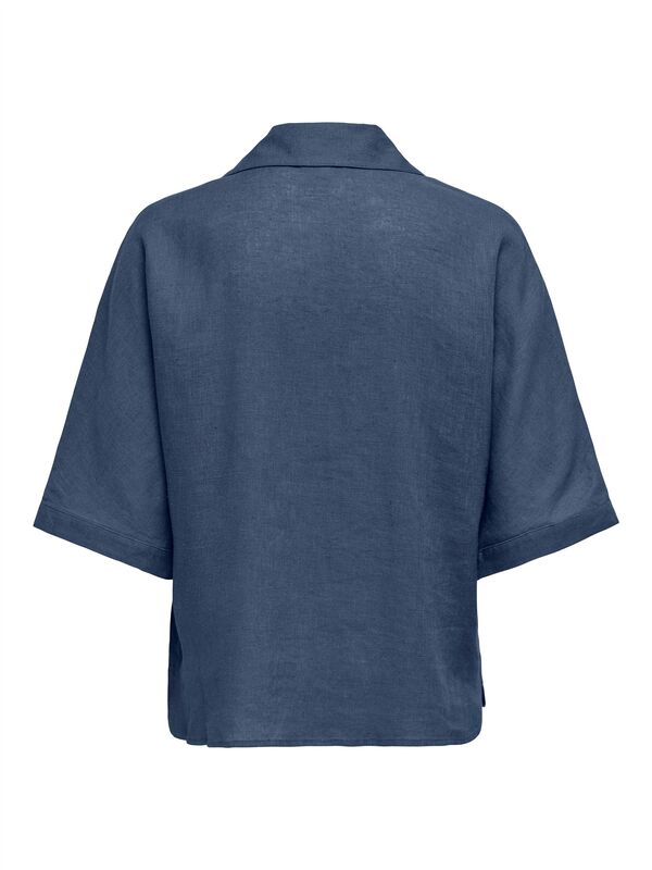 ONLTOKYO SS LINEN BL SHIRT PNT NOOS Kadın Mavi T-Shirt - 15314215
