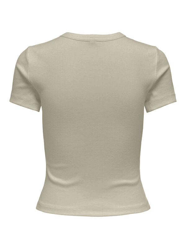 ONLVAL S/S O-NECK TOP CC JRS Kadın Bej T-Shirt - O15339774
