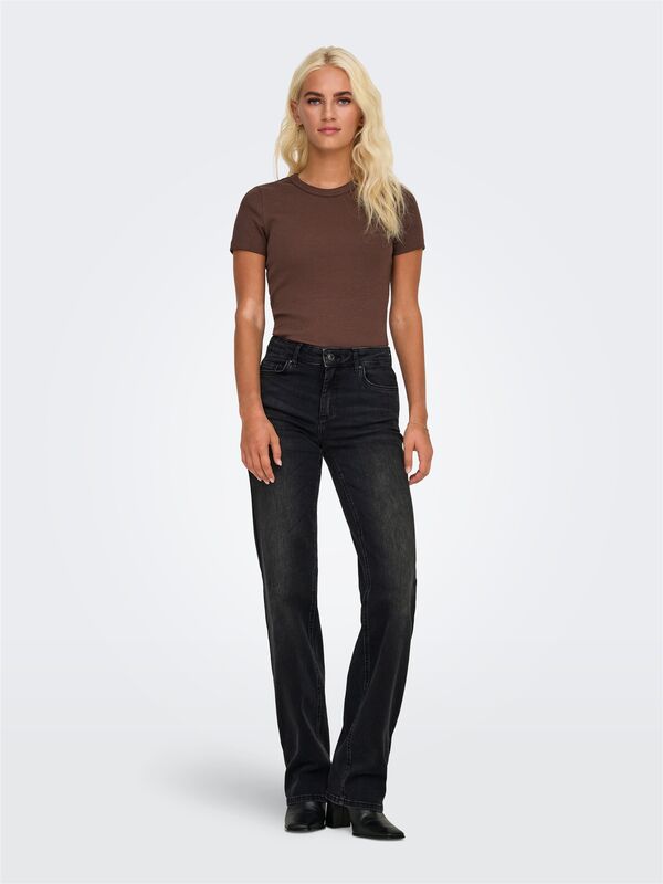 ONLVAL S/S O-NECK TOP CC JRS Kadın Kahverengi T-Shirt - O15339774