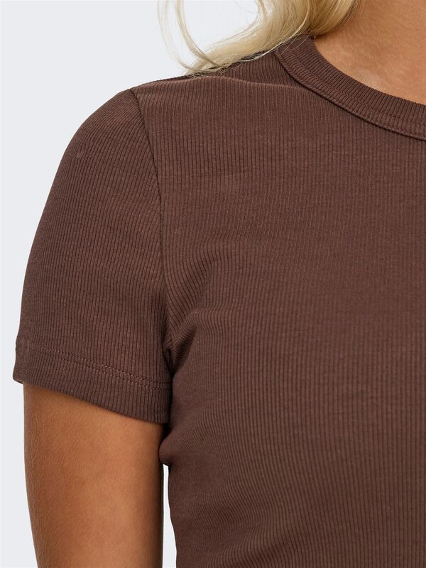 ONLVAL S/S O-NECK TOP CC JRS Kadın Kahverengi T-Shirt - O15339774