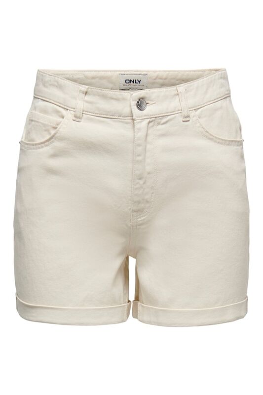 Only - ONLVEGA HW MOM DNM SHORTS NOOS Kadın Bej Denim Şort - 15230571