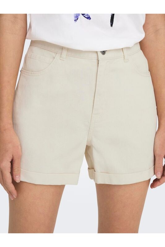 ONLVEGA HW MOM DNM SHORTS NOOS Kadın Bej Denim Şort - 15230571