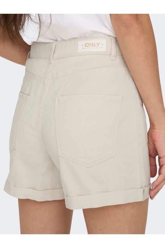 ONLVEGA HW MOM DNM SHORTS NOOS Kadın Bej Denim Şort - 15230571