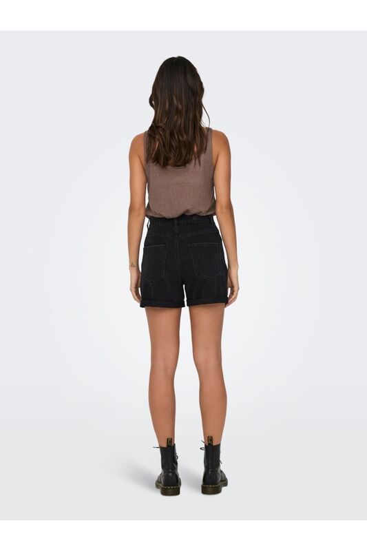 ONLVEGA HW MOM DNM SHORTS NOOS Kadın Siyah Denim Şort - 15230571