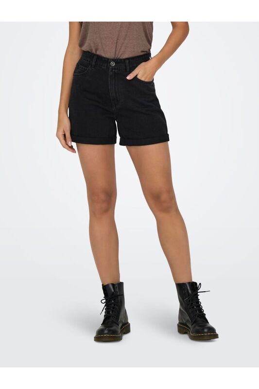 ONLVEGA HW MOM DNM SHORTS NOOS Kadın Siyah Denim Şort - 15230571