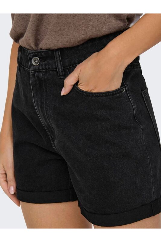 ONLVEGA HW MOM DNM SHORTS NOOS Kadın Siyah Denim Şort - 15230571