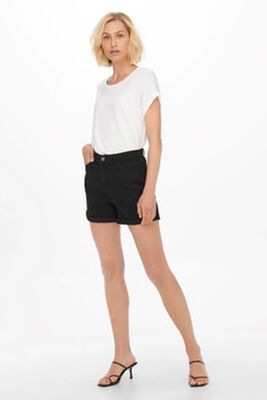 Only - ONLVEGA HW MOM DNM SHORTS NOOS Kadın Siyah Denim Şort - 15230571