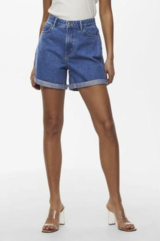 Only - ONLVEGA HW MOM DNM SHORTS NOOS Kadın Mavi Denim Şort - 15230571