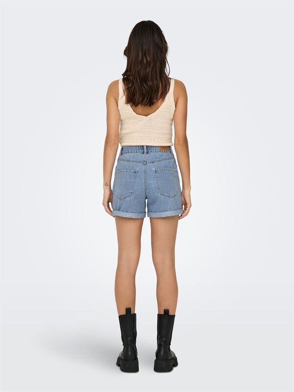 ONLVEGA HW MOM DNM SHORTS NOOS Kadın Mavi Denim Şort - 15230571