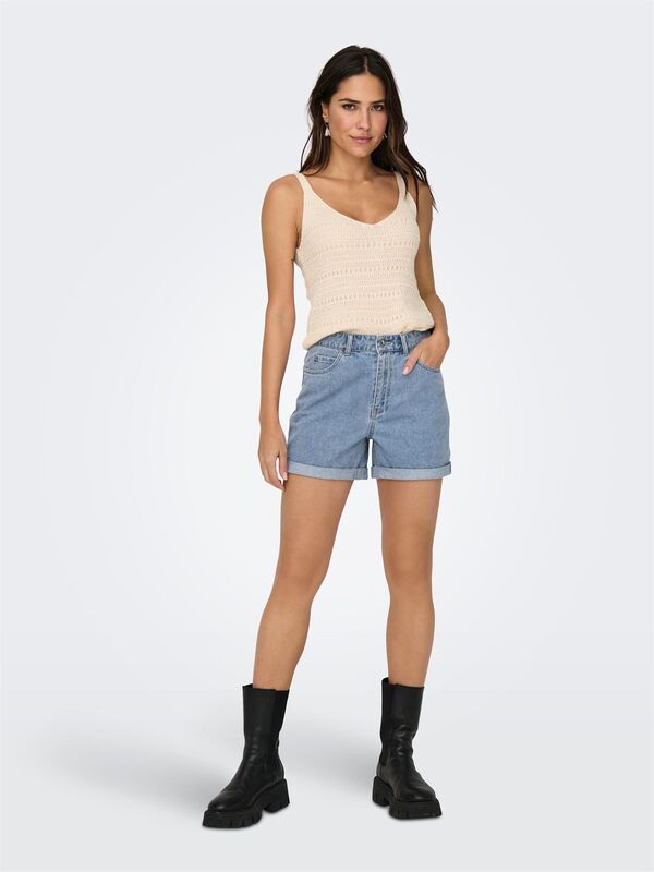 ONLVEGA HW MOM DNM SHORTS NOOS Kadın Mavi Denim Şort - 15230571