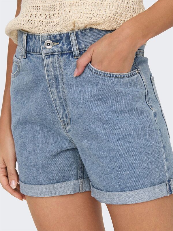 ONLVEGA HW MOM DNM SHORTS NOOS Kadın Mavi Denim Şort - 15230571