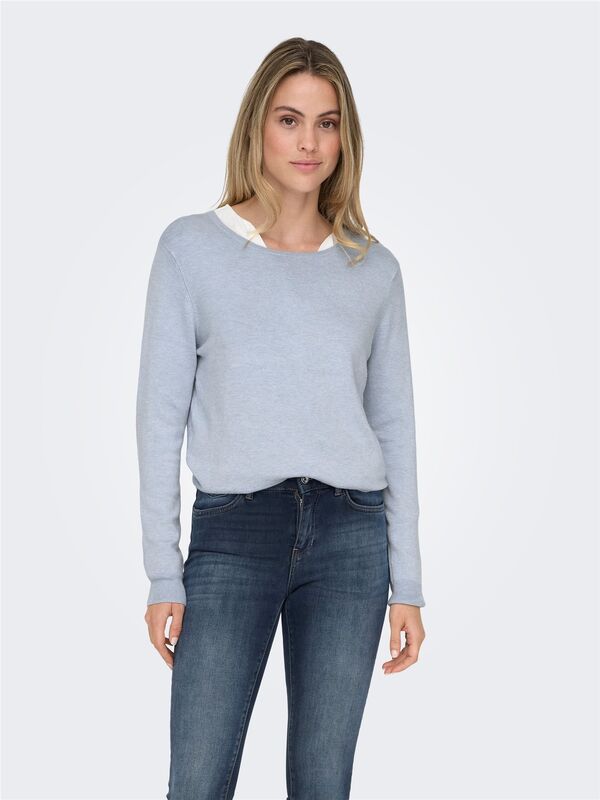 ONLVENICE LIFE LS ONECK PULLOVER NCA KNT Kadın Mavi Kazak - 15333989