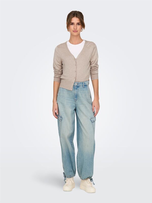 ONLVENICE LIFE LS VNECK CARDI KNT NOOS Kadın Beyaz Hırka - O15333985