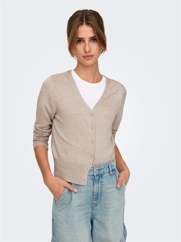 ONLVENICE LIFE LS VNECK CARDI KNT NOOS Kadın Beyaz Hırka - O15333985