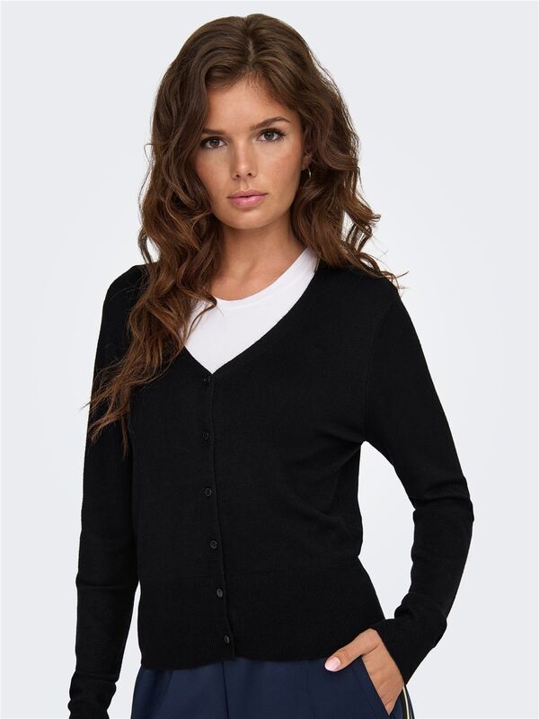 ONLVENICE LIFE LS VNECK CARDI KNT NOOS Kadın Siyah Hırka - O15333985
