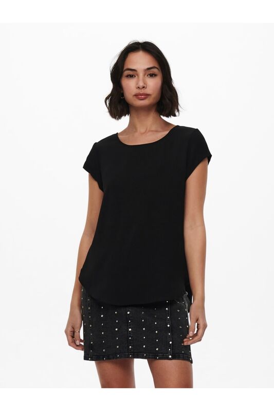ONLVIC S/S SOLID TOP NOOS PTM Kadın Siyah T-Shirt - 15142784