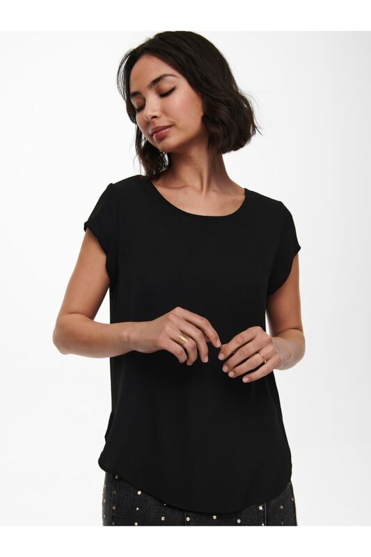 ONLVIC S/S SOLID TOP NOOS PTM Kadın Siyah T-Shirt - 15142784