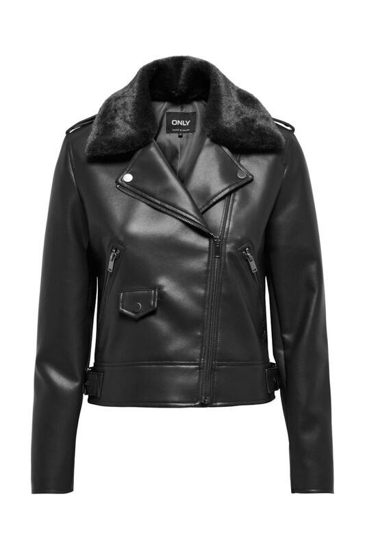 ONLVILHELMA FAUX LEATHER BIKER OTW Kadın Siyah Mont - 15325903