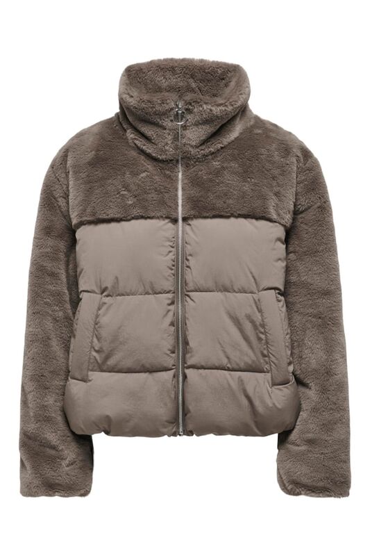 Only - ONLWANJA FUR PUFFER MIX JACKET CC OTW Kadın Bej Mont - 15292945