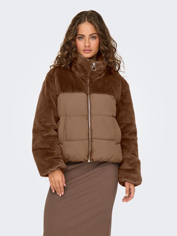 Only - ONLWANJA FUR PUFFER MIX JACKET NOOS OTW Kadın Kahverengi Mont - 15292945