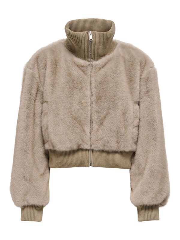 Only - ONLWICKI LIFE FUR RIB JACKET CC OTW Kadın Kahverengi Mont - 15349157