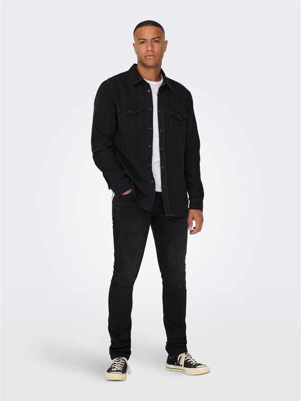 ONSBANE 3247 DNM SHIRT NOOS Erkek Gri Denim Gömlek - 22023247