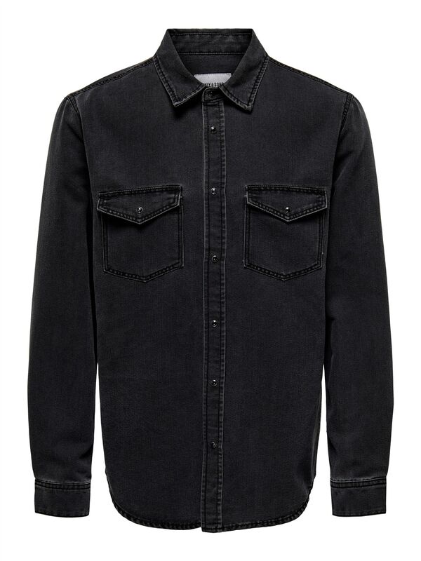 Only & Sons - ONSBANE 3247 DNM SHIRT NOOS Erkek Gri Denim Gömlek - 22023247