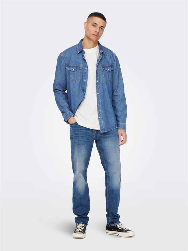 ONSBANE 3247 DNM SHIRT NOOS Erkek Mavi Denim Gömlek - 22023247