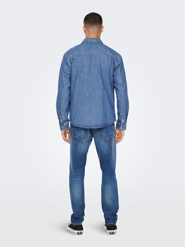 ONSBANE 3247 DNM SHIRT NOOS Erkek Mavi Denim Gömlek - 22023247