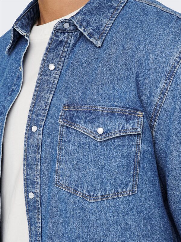 ONSBANE 3247 DNM SHIRT NOOS Erkek Mavi Denim Gömlek - 22023247