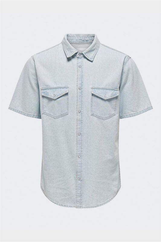 Only & Sons - ONSBANE 9181 GUA DNM SS SHIRT Erkek Mavi Denim Gömlek - 22029181