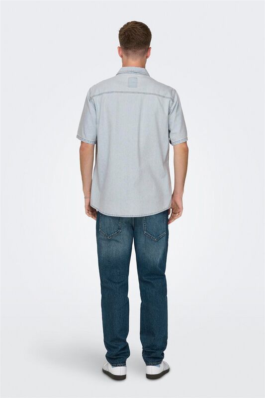 ONSBANE 9181 GUA DNM SS SHIRT Erkek Mavi Denim Gömlek - 22029181