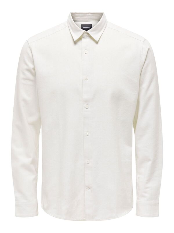 Only & Sons - ONSBEN LIFE SLIM FLANNEL SOLID LS SHIRT Erkek Beyaz UK Gömlek - 22025607