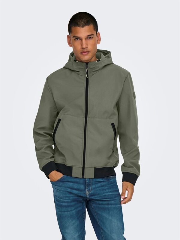 Only & Sons - ONSBOWIE SOFTSHELL BOMBER NOOS Erkek Gri Mont - 22029276