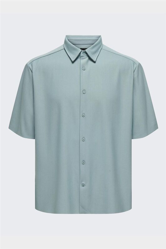 Only & Sons - ONSBOYY LIFE RLX RECY PLEATED SS SHIRT Erkek Tourmaline KK Gömlek - 22025032