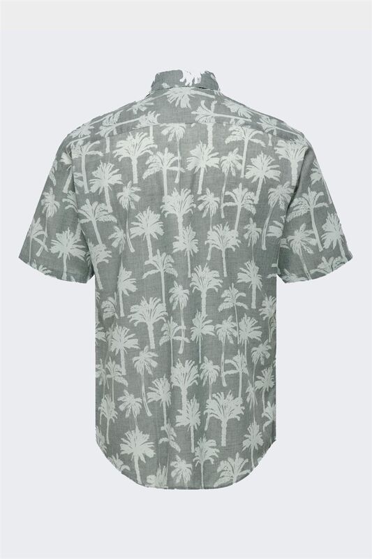 ONSBRONX REG AOP POPLIN SS SHIRT Erkek Yeşil KK Gömlek - 22028516