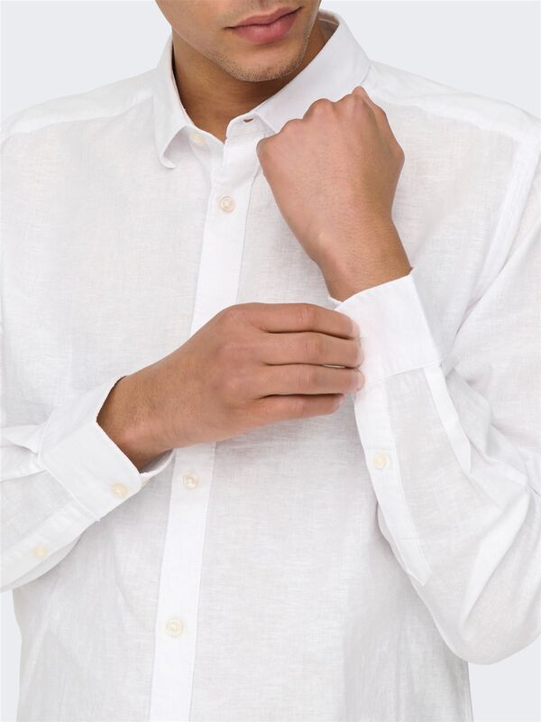ONSCAIDEN LIFE LS SOLID LINEN SHIRT NOOS Erkek Beyaz Gömlek - 22012321